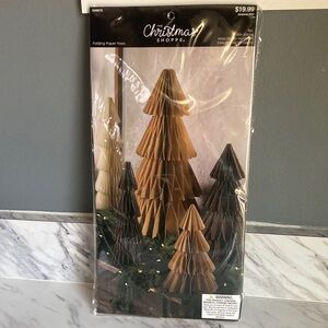 Hobby Lobby Folding Paper Trees - Brown, Cream, Gold Glitter